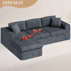 Vongrasig 105" Boneless Couches for Living Room, Sectional Couches Modular Sofa with L-Shaped Chaise, Memory Foam Comfy Cloud Couch with Plush Corduroy Fabric, No Assembly Required, Black
