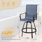 Vongrasig Patio Furniture Outdoor All-Weather Texilene Swivel High Bar Stools Set