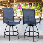 Vongrasig Patio Furniture Outdoor All-Weather Texilene Swivel High Bar Stools Set