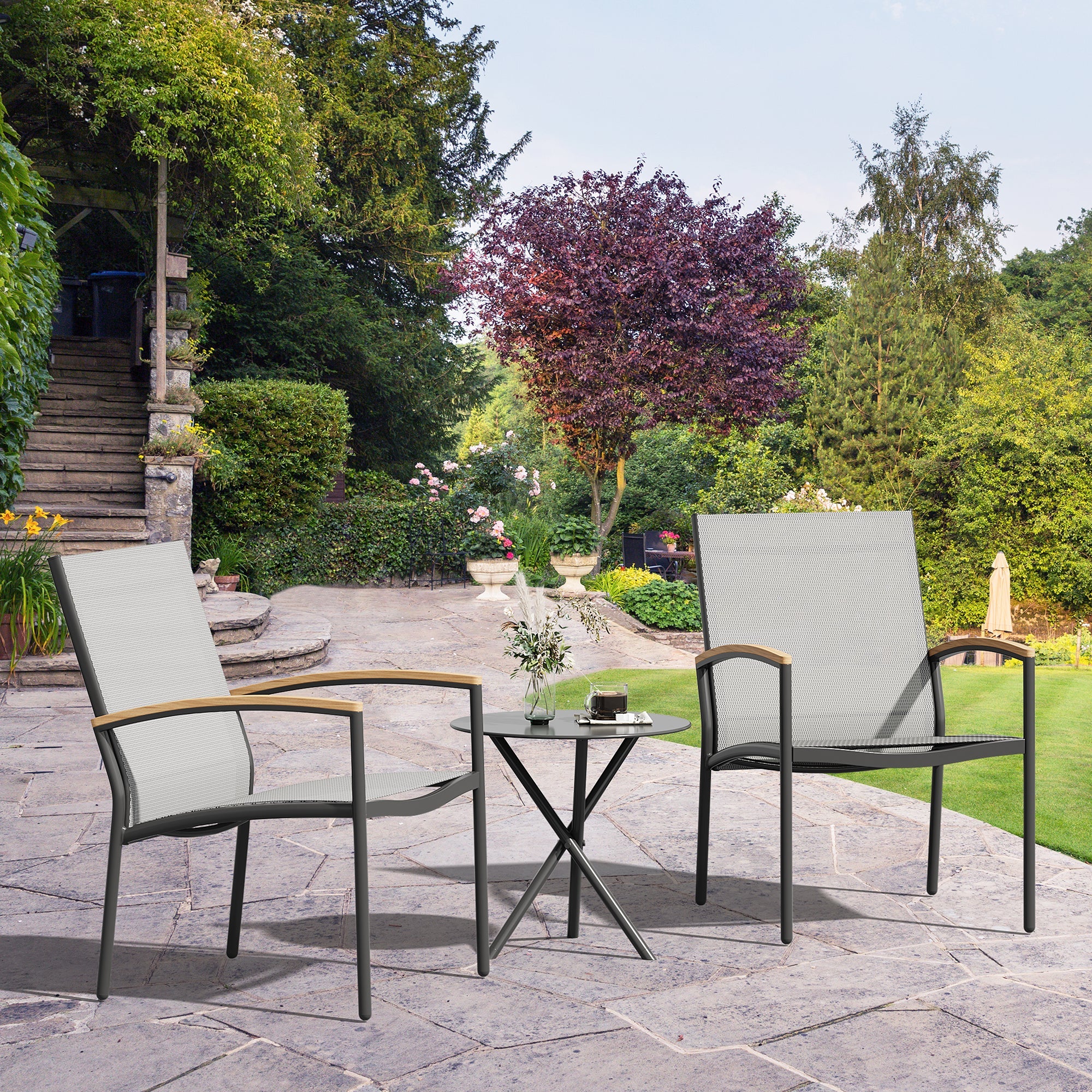 Vongrasig Patio Furniture 2 Pieces Outdoor Texilene Chair Sets
