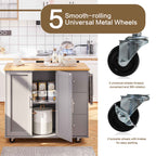 Walsunny Kitchen Island on Wheels with Storage Cabinet & Foldable Drop Leaf, 39.7" Width Rolling Kitchen Table (7404394578096)
