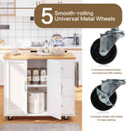Walsunny Kitchen Island on Wheels with Storage Cabinet & Foldable Drop Leaf, 39.7" Width Rolling Kitchen Table (7404394578096)