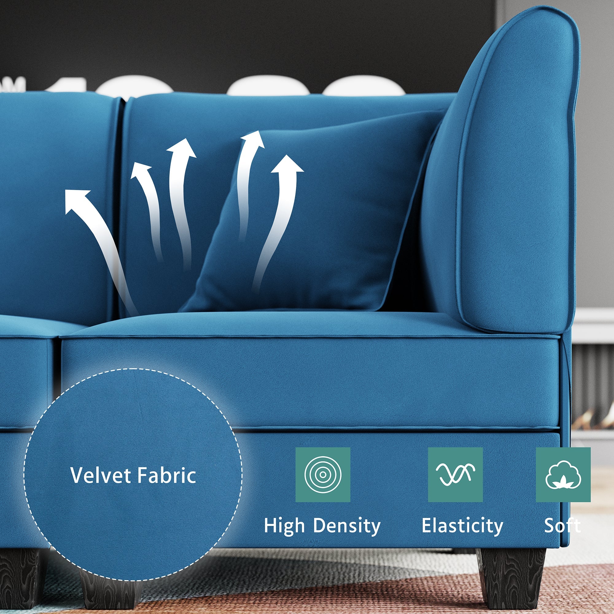 Walsunny  U-Shape Convertible Sectional Sofa Couch with 6 Seats
#color_blue