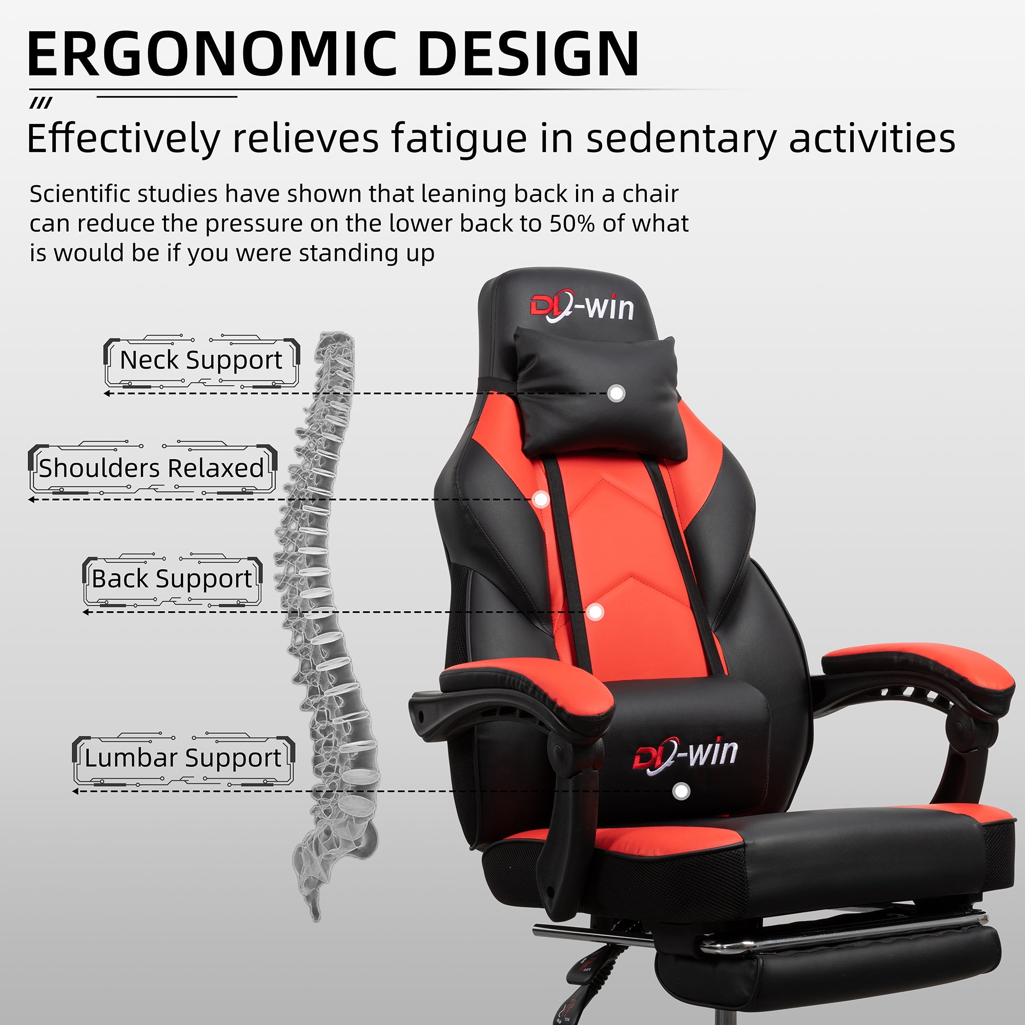 Gaming Chairs  Walsunny Gaming Chairs with Footrest, Massage Leather Game Chair for Adults Big and Tall Gamer Chair with Headrest and Lumbar Support with Ergonomic PU Leather #color_red