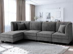 Walsunny Velvet 5 Pieces Modular Sectional Sofa L-Shaped Couch With Reversible Chaise (7223391125680)