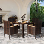 Walsunny 5 Pieces/ 7 Pieces Patio Dining Set, Square Wood Table (7047179927728)