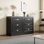 Walsunny 9 Drawer Double Dresser Black Wooden Wide Chest of Drawers with Metal Handles Storage Organizer Dresser Nursery Dresser for Living Room Hallway (7504222027952)