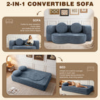 Vongrasig 77” Convertible Sofa Bed, Folding Boneless Couch, Floor Sofa 2-in-1 Curved Couch for Small Living Room, Apartment, Guest Room,