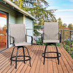 Vongrasig Patio Furniture Outdoor All-Weather Texilene Swivel High Bar Stools Set
