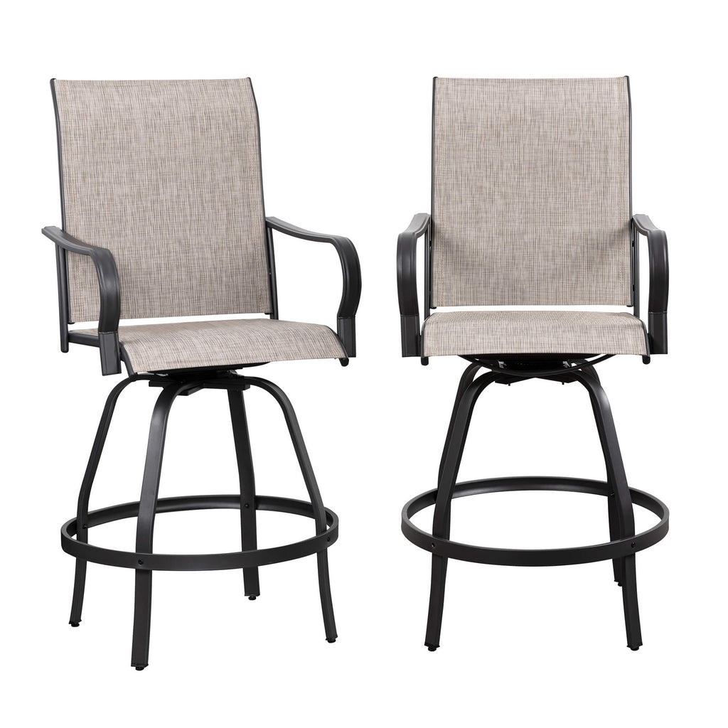 Vongrasig Patio Furniture Outdoor All-Weather Texilene Swivel High Bar Stools Set