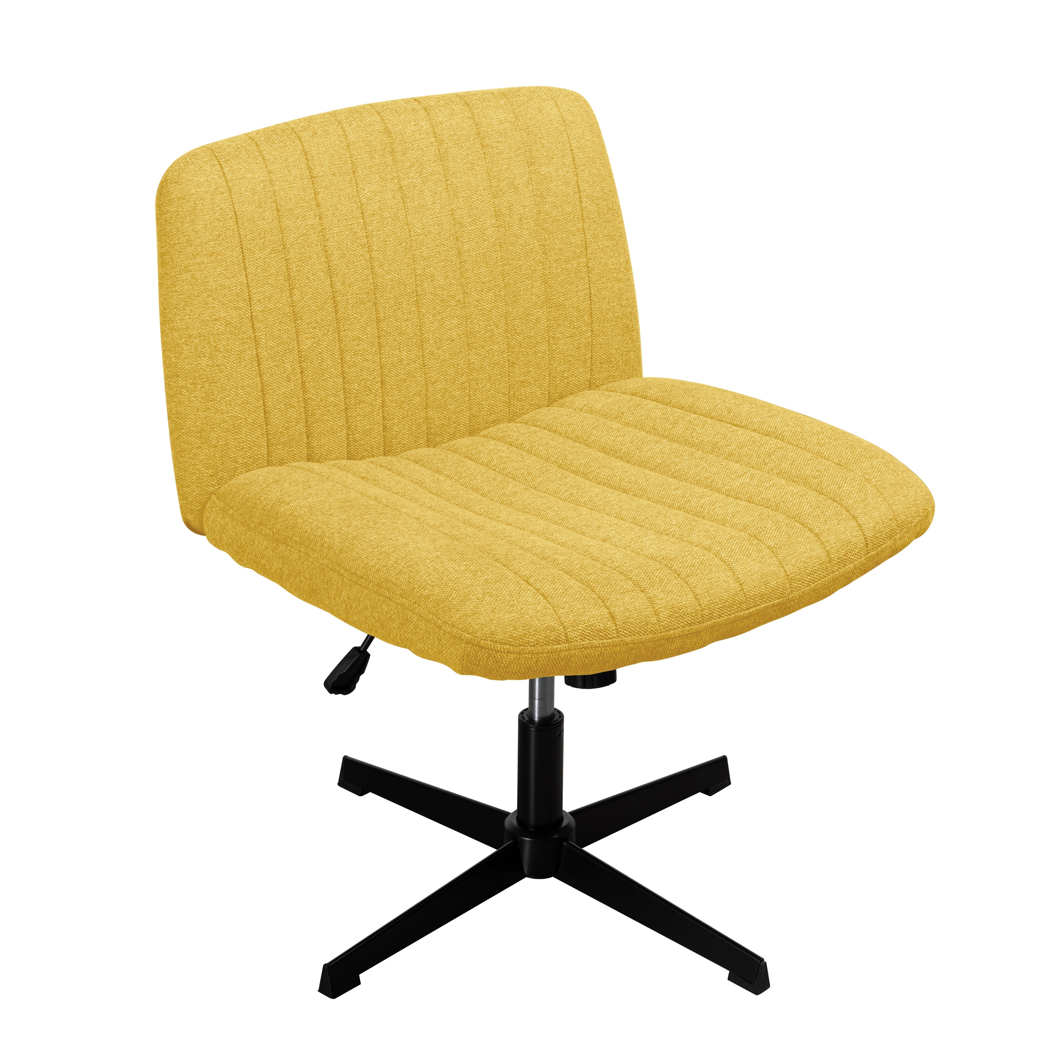 Walsunny Cross Legged Office Chair Armless Wide Chair Cross Legged Office Chair Computer Chair #color_yellow #foot_fixed-foot