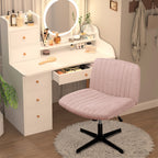 Walsunny Cross Legged Office Chair Armless Wide Chair Cross Legged Office Chair Computer Chair #color_pink #foot_fixed-foot