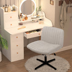 Walsunny Cross Legged Office Chair Armless Wide Chair Cross Legged Office Chair Computer Chair #color_white #foot_fixed-foot