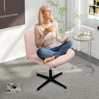 Walsunny Cross Legged Office Chair Armless Wide Chair Cross Legged Office Chair Computer Chair #color_pink #foot_fixed-foot