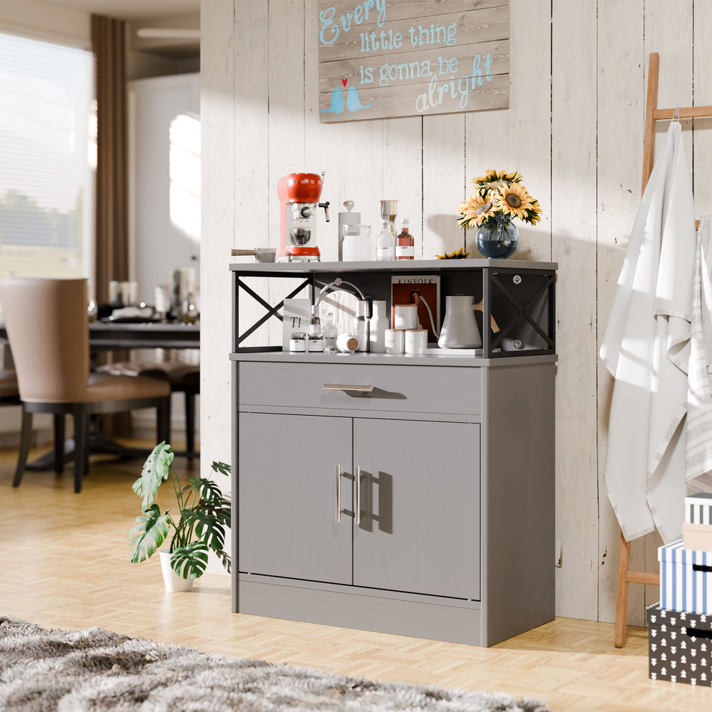 Walsunny Kitchen Buffet Sideboard Cabinet with Adjustable Shelf,Wooden Storage Cabinet with 2 Doors and 1 Drawers£¬Modern Farmhouse Coffee Bar Cabinet with Storage for Kitchen/Living Room (7612660711600)