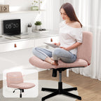 Walsunny Cross Legged Office Chair Armless Wide Chair Cross Legged Office Chair Computer Chair #color_pink #foot_fixed-foot