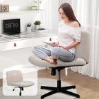Walsunny Cross Legged Office Chair Armless Wide Chair Cross Legged Office Chair Computer Chair #color_white #foot_fixed-foot