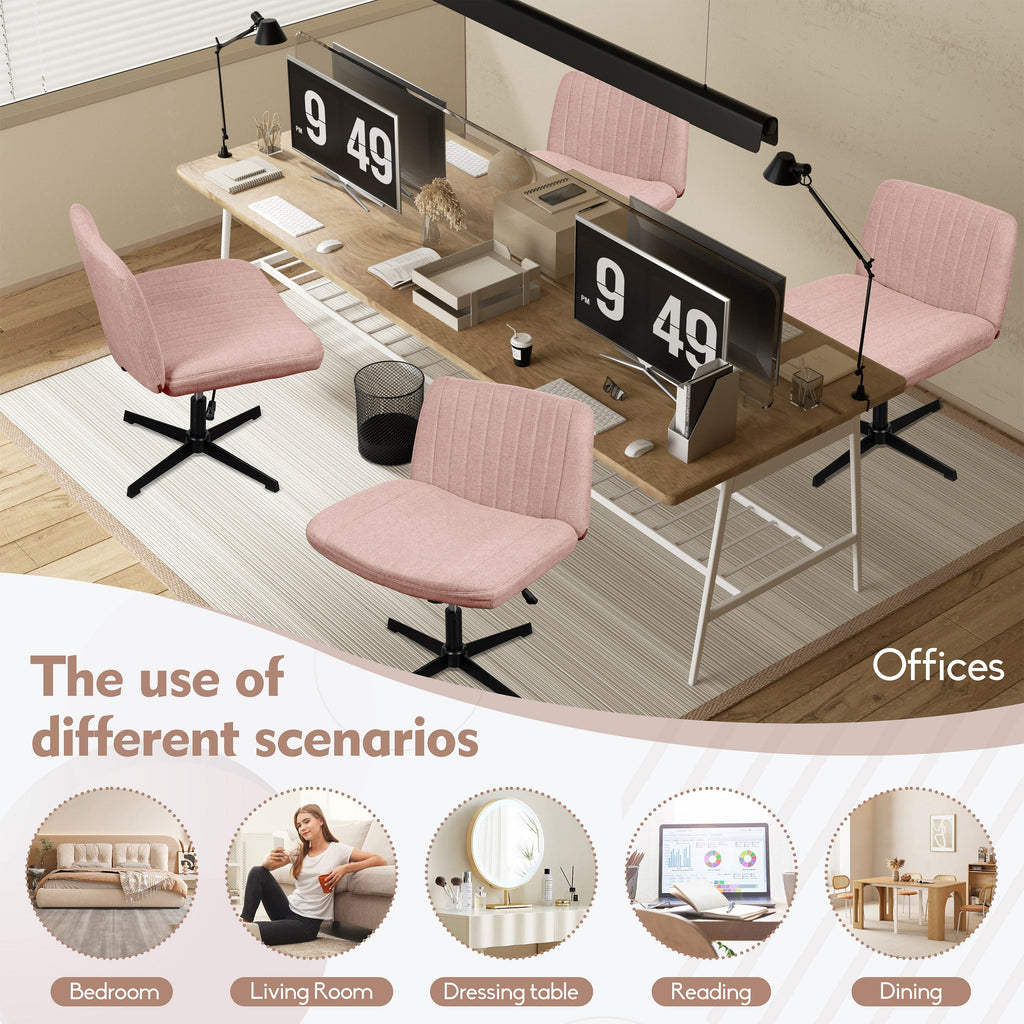 Walsunny Cross Legged Office Chair Armless Wide Chair Cross Legged Office Chair Computer Chair #color_pink #foot_fixed-foot