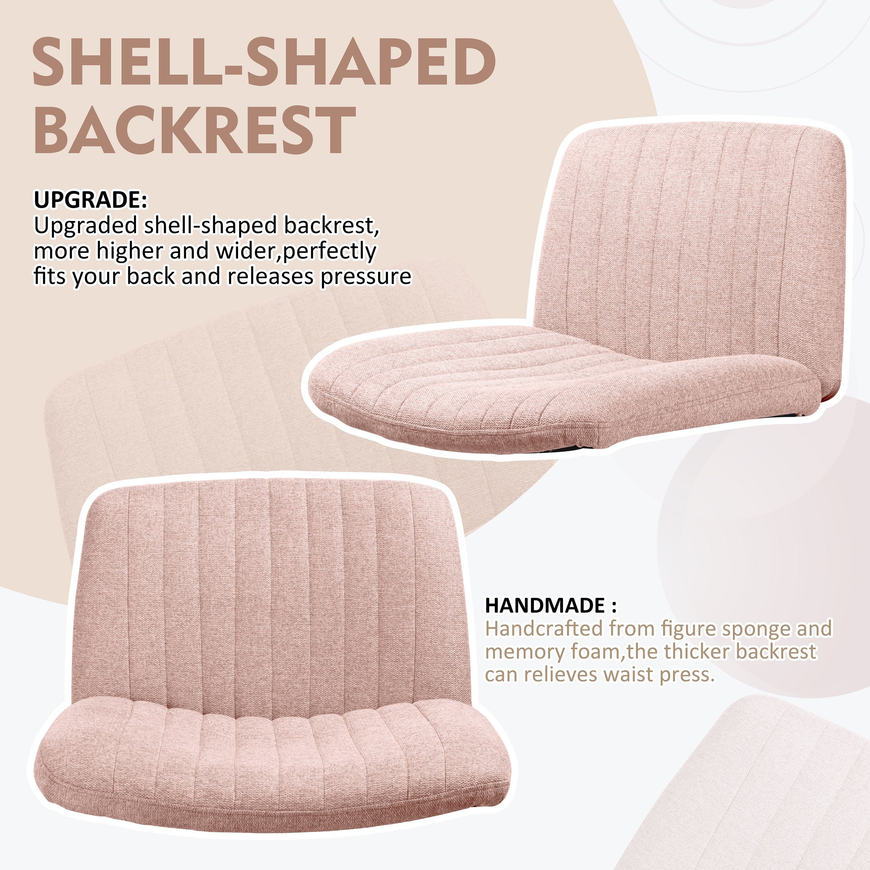 Walsunny Cross Legged Office Chair Armless Wide Chair Cross Legged Office Chair Computer Chair #color_pink #foot_fixed-foot