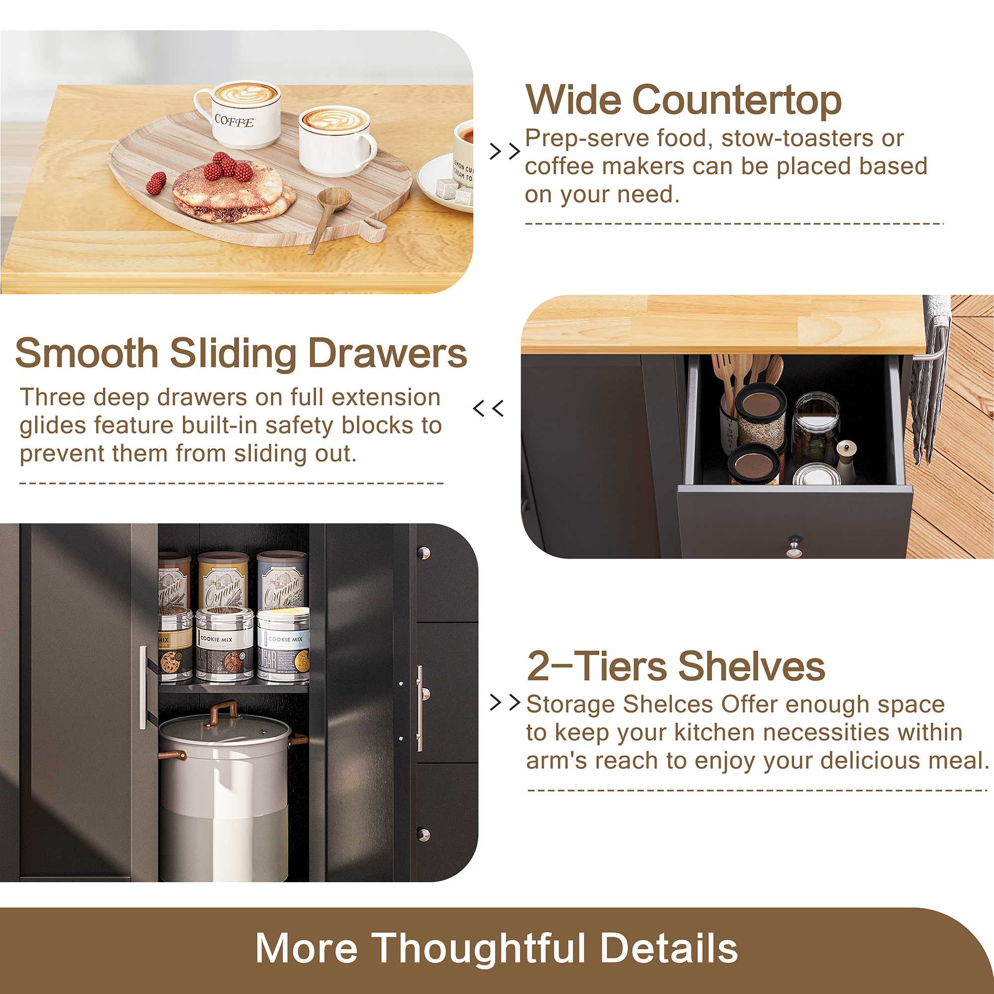 Walsunny Kitchen Island on Wheels with Storage Cabinet & Foldable Drop Leaf, 39.7" Width Rolling Kitchen Table (7404394578096)