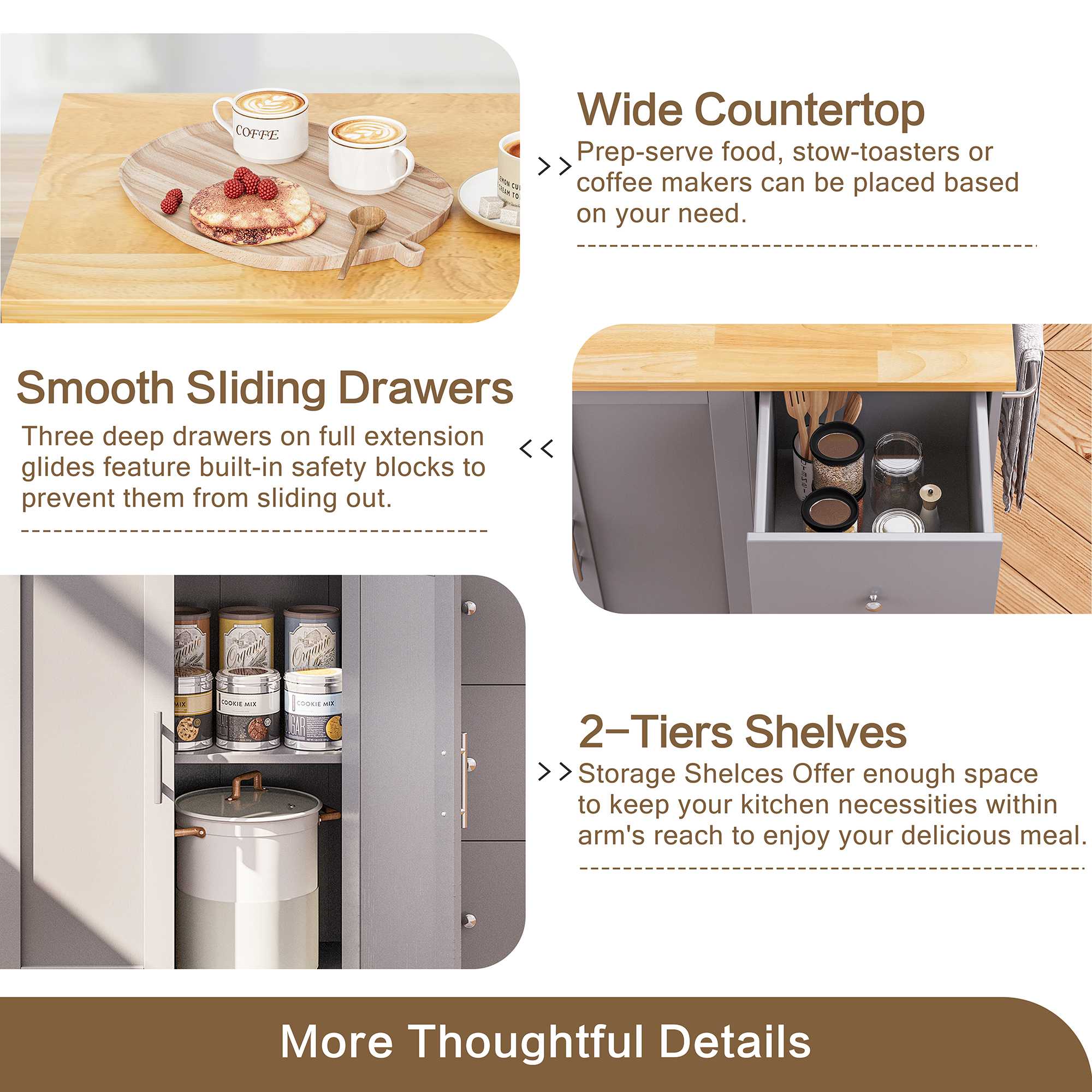 Walsunny Kitchen Island on Wheels with Storage Cabinet & Foldable Drop Leaf, 39.7" Width Rolling Kitchen Table (7404394578096)