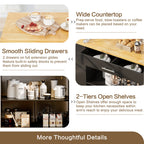 Walsunny Kitchen Island on Wheels with Storage Cabinet, Rolling Cart Kitchen Storage Organizer with/3 Side Spice Rack, 2 Tier Open Shelf for Kitchen (7404396511408)