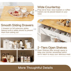 Walsunny Kitchen Island on Wheels with Storage Cabinet, Rolling Cart Kitchen Storage Organizer with/3 Side Spice Rack, 2 Tier Open Shelf for Kitchen (7404396511408)