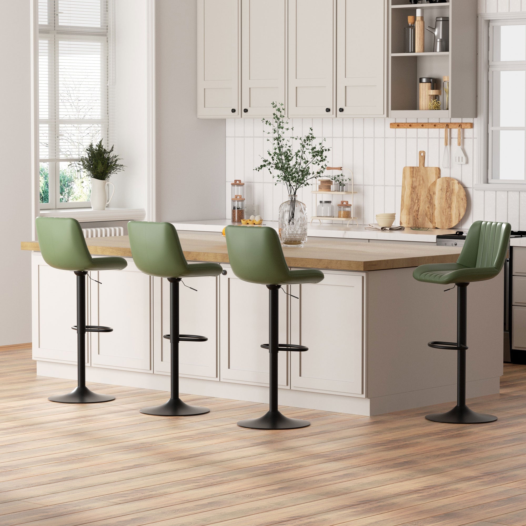 Walsunny Bar Stools Set of 2,Adjustable Leather Counter Height with High Backrest,Bar Chairs for Kitchen Island Dining£¬Room Bar (7562958831792)