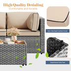 Vongrasig Patio Furniture 5 Pieces Outdoor Sectional Sofas, Sliver Wicker