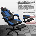 Gaming Chairs  Walsunny Gaming Chairs with Footrest, Massage Leather Game Chair for Adults Big and Tall Gamer Chair with Headrest and Lumbar Support with Ergonomic PU Leather  #color_blue