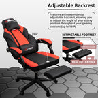 Gaming Chairs  Walsunny Gaming Chairs with Footrest, Massage Leather Game Chair for Adults Big and Tall Gamer Chair with Headrest and Lumbar Support with Ergonomic PU Leather #color_red