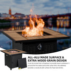 Walsunny 28" Propane Gas Fire Pit Table 50,000 BTU Square Outdoor Wicker (7436201689264)