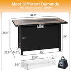 Vongrasig 45" Propane Fire Pit Table 50,000 BTU Steel Gas Fire Pit