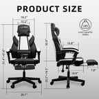 Gaming Chairs  Walsunny Gaming Chairs with Footrest, Massage Leather Game Chair for Adults Big and Tall Gamer Chair with Headrest and Lumbar Support with Ergonomic PU Leather   #color_white