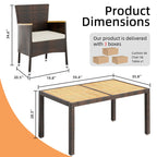 Walsunny 5 Pieces/ 7 Pieces Patio Dining Set, Square Wood Table (7047179927728)
