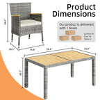 Walsunny 5 Pieces/ 7 Pieces Patio Dining Set, Square Wood Table (7047179927728)