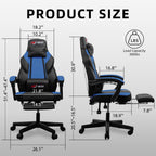 Gaming Chairs  Walsunny Gaming Chairs with Footrest, Massage Leather Game Chair for Adults Big and Tall Gamer Chair with Headrest and Lumbar Support with Ergonomic PU Leather  #color_blue