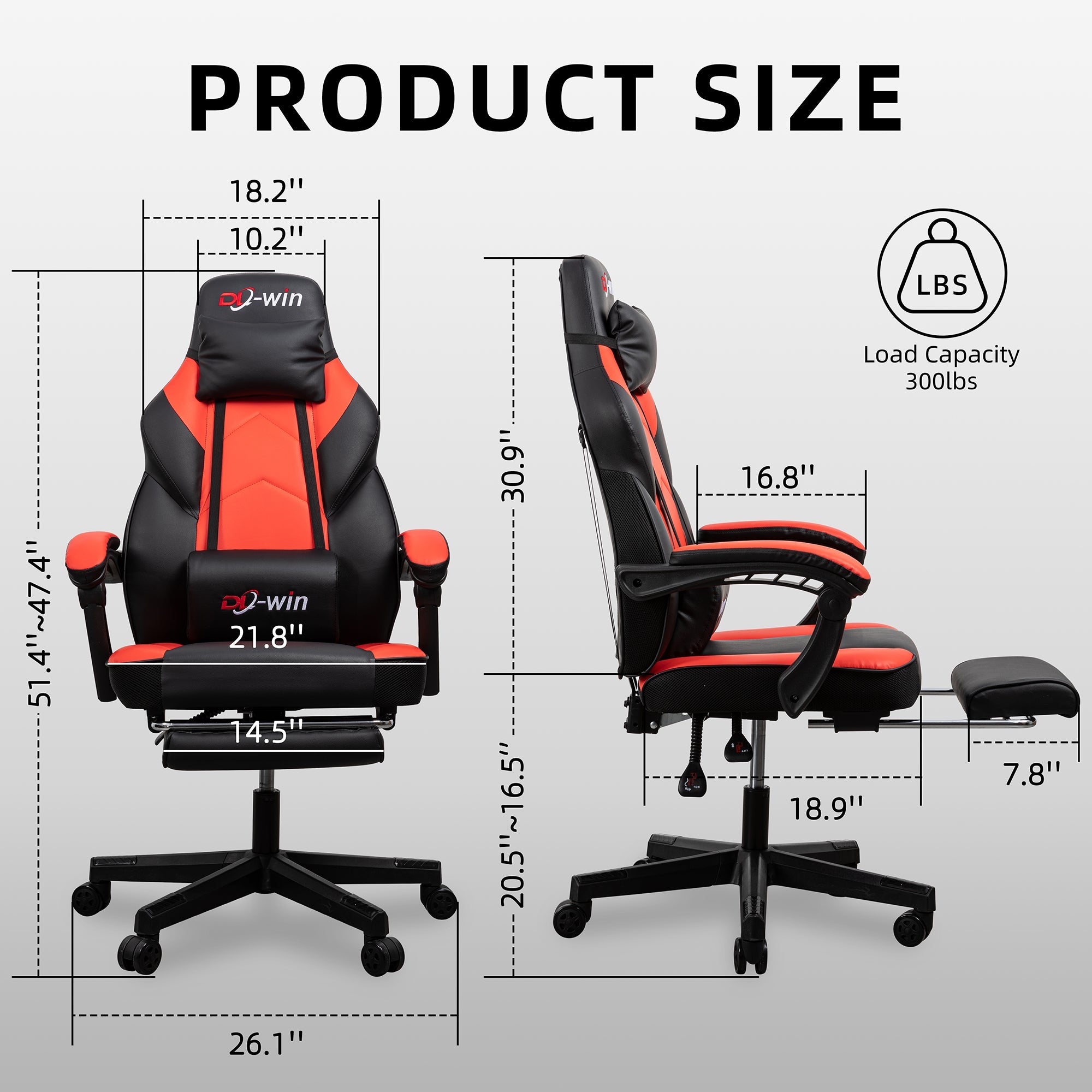 Gaming Chairs  Walsunny Gaming Chairs with Footrest, Massage Leather Game Chair for Adults Big and Tall Gamer Chair with Headrest and Lumbar Support with Ergonomic PU Leather #color_red