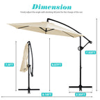 Walsunny Patio Offset Umbrella Easy Tilt Adjustment,Crank and Cross Base, Outdoor Cantilever Hanging Umbrella with 8 Ribs (7504185786544)