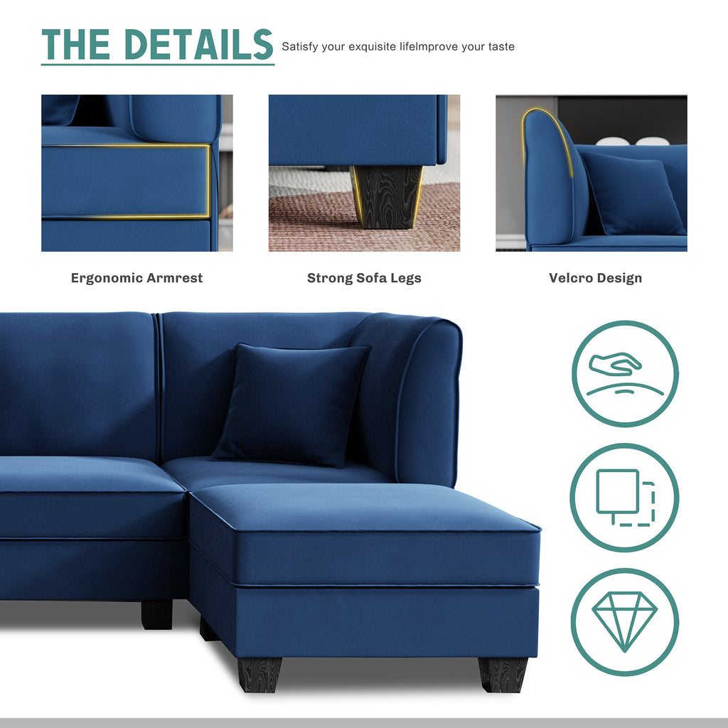 Walsunny  U-Shape Convertible Sectional Sofa Couch with 6 Seats
#color_dark-blue