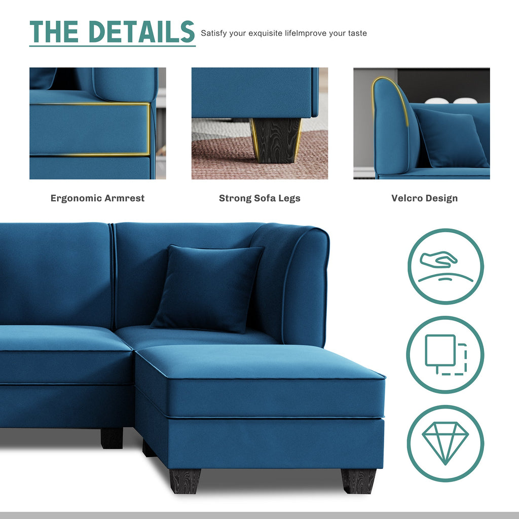 Walsunny  U-Shape Convertible Sectional Sofa Couch with 6 Seats
#color_blue