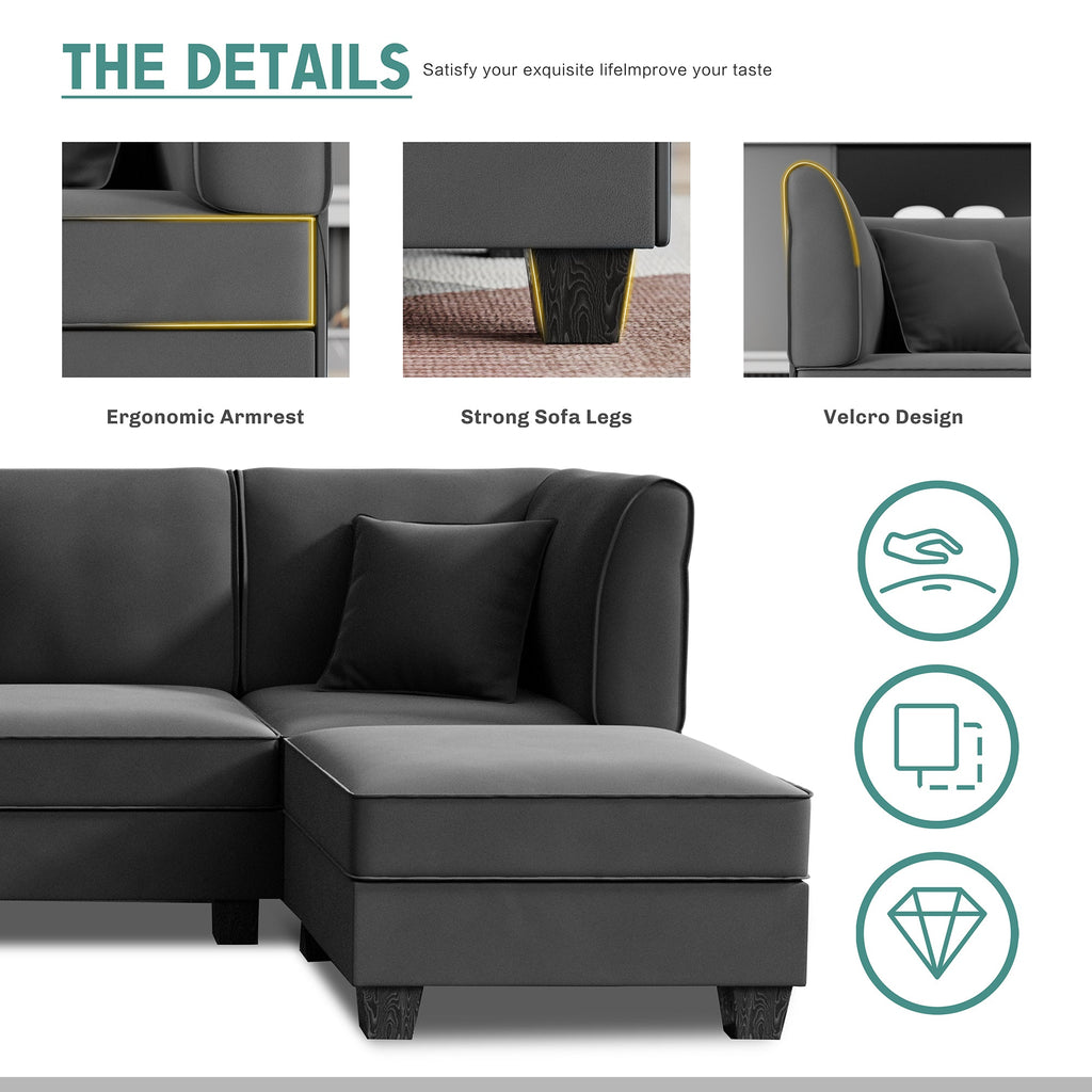 Walsunny  U-Shape Convertible Sectional Sofa Couch with 6 Seats
#color_dark-grey