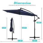 Walsunny Patio Offset Umbrella Easy Tilt Adjustment,Crank and Cross Base, Outdoor Cantilever Hanging Umbrella with 8 Ribs (7504185786544)