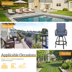Vongrasig Patio Furniture Outdoor All-Weather Texilene Swivel High Bar Stools Set