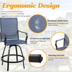 Vongrasig Patio Furniture Outdoor All-Weather Texilene Swivel High Bar Stools Set