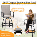 Vongrasig Patio Furniture Outdoor All-Weather Texilene Swivel High Bar Stools Set