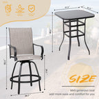 Vongrasig Patio Furniture Outdoor All-Weather Texilene Swivel High Bar Stools Set