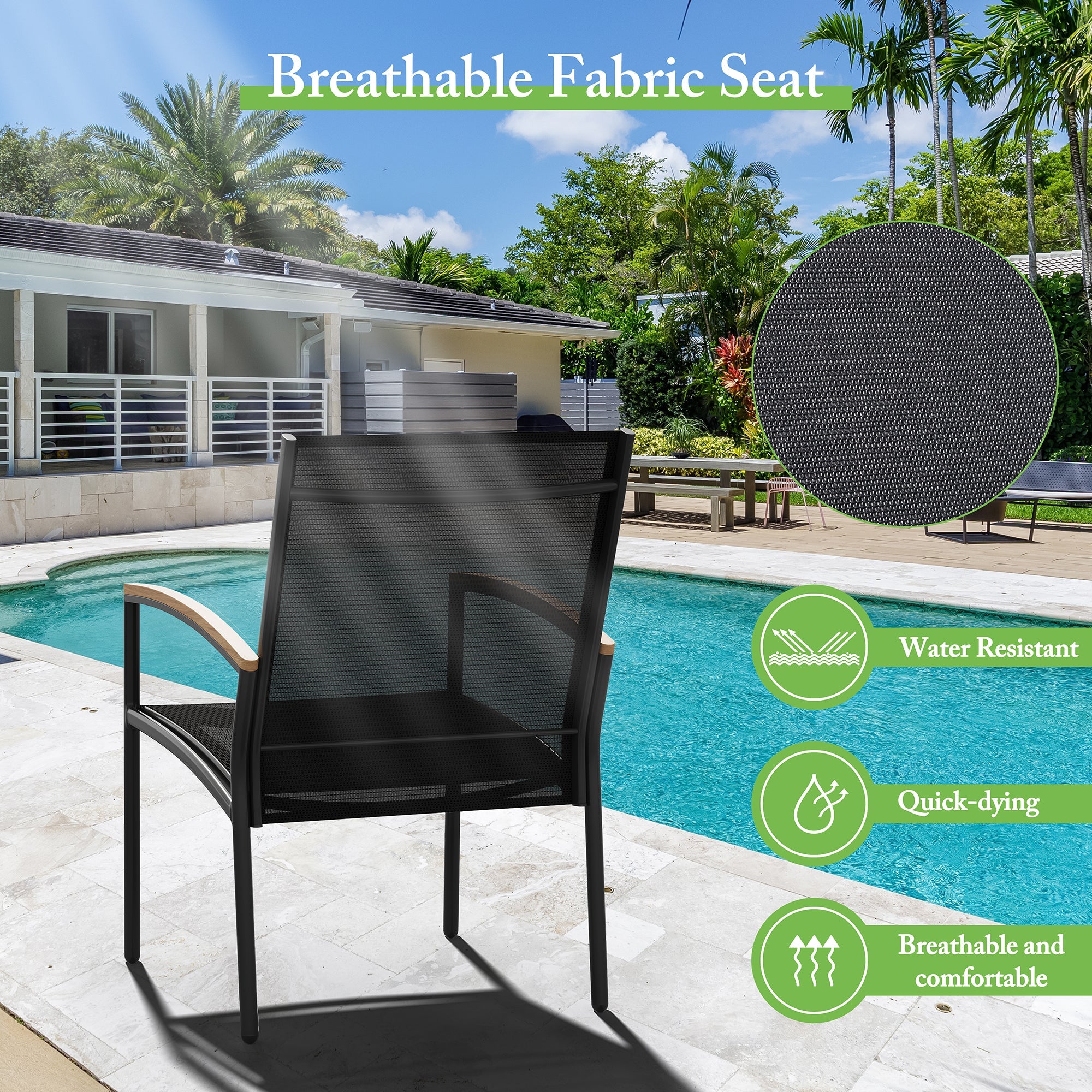 Vongrasig Patio Furniture 2 Pieces Outdoor Texilene Chair Sets