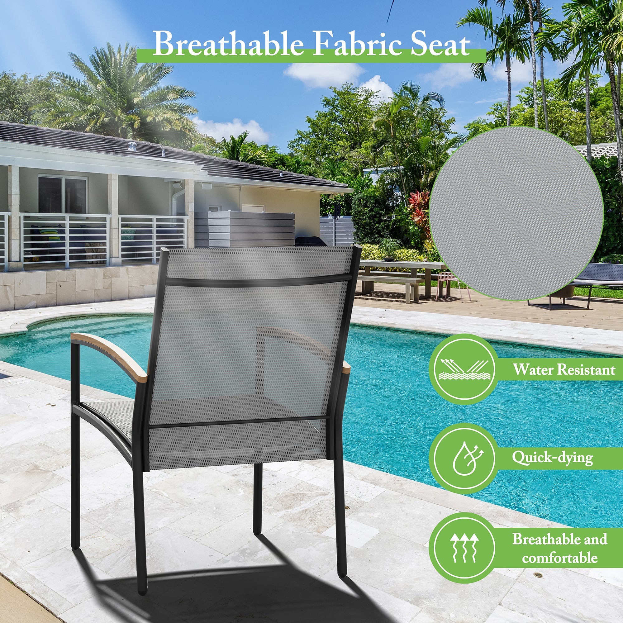 Vongrasig Patio Furniture 2 Pieces Outdoor Texilene Chair Sets