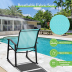Walsunny Patio Furniture 3 Pieces Textilene Outdoor Bistro Rocking Chair Set